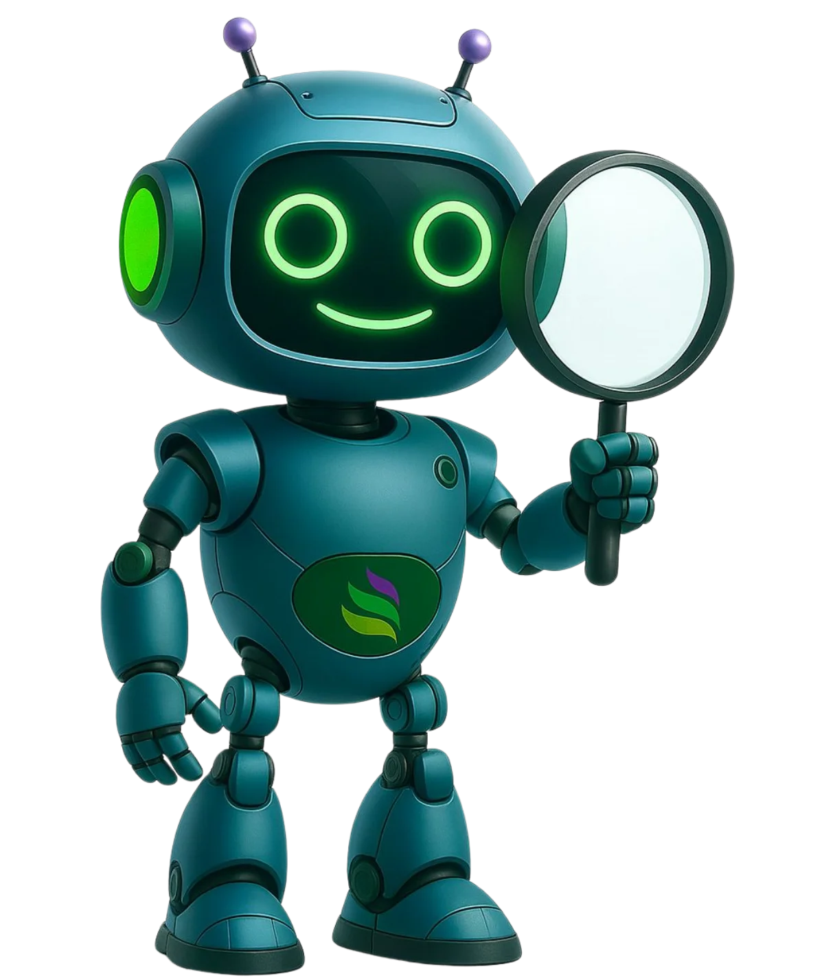 Büyüteciyle rehberlik eden İziBot