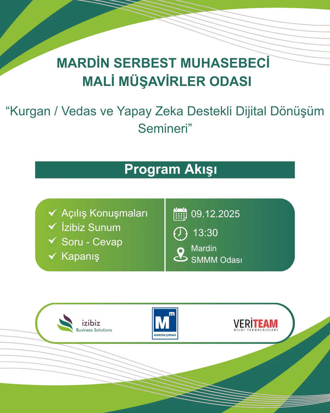 Mardin’de Kurgan / Vedas ve Dijital Dönüşüm Semineri — 09.12.2025 etkinlik afişi